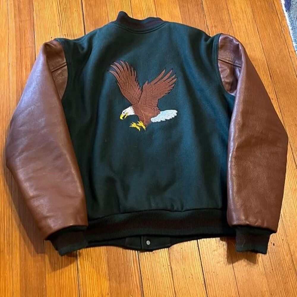 American-vintage Men's Green and Burgundy Jacket